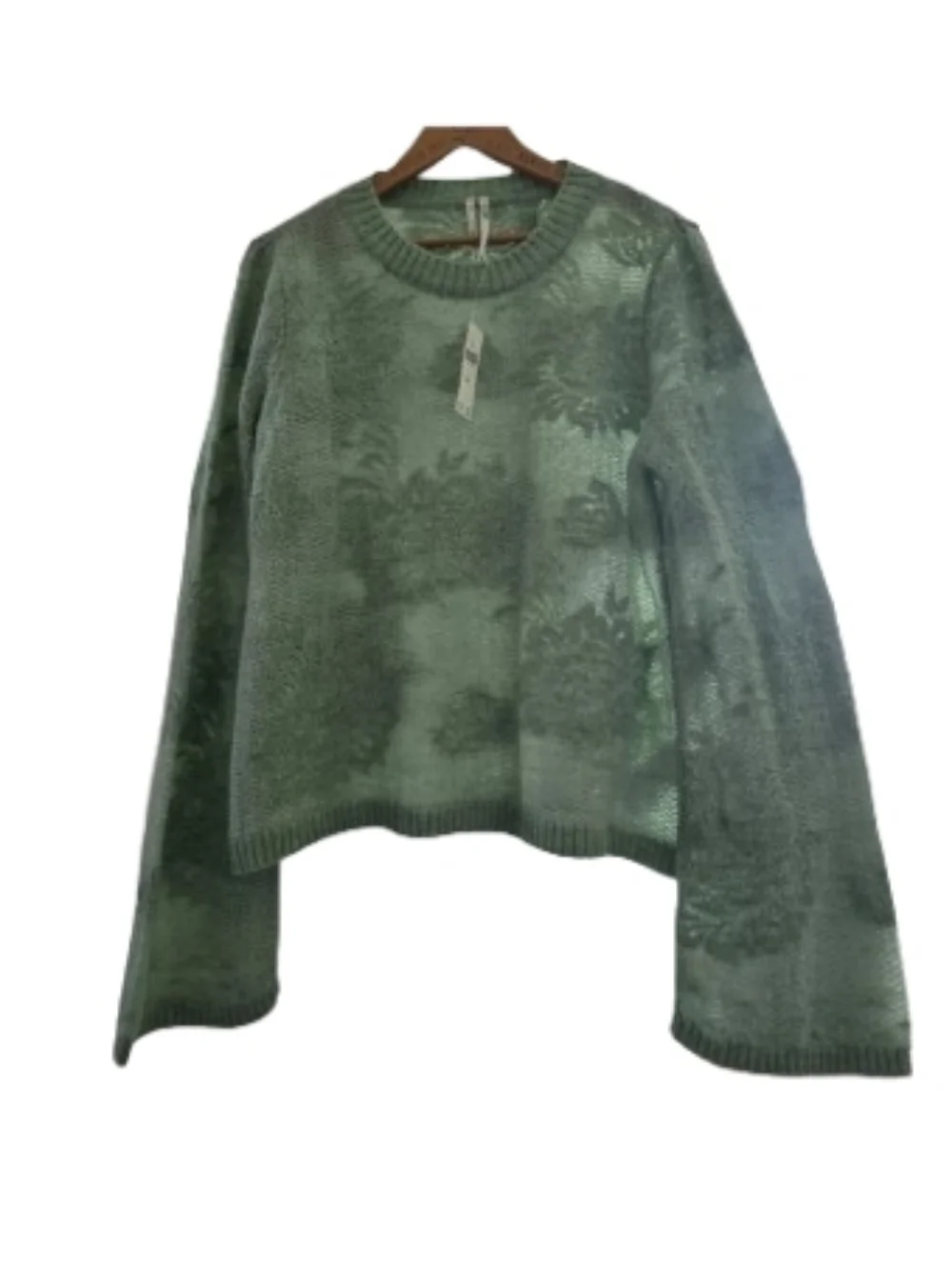 ANTHROPOLOGIE Feminine Mint Green Floral Brocade Fancy Knit Sweater NWT SRP$118